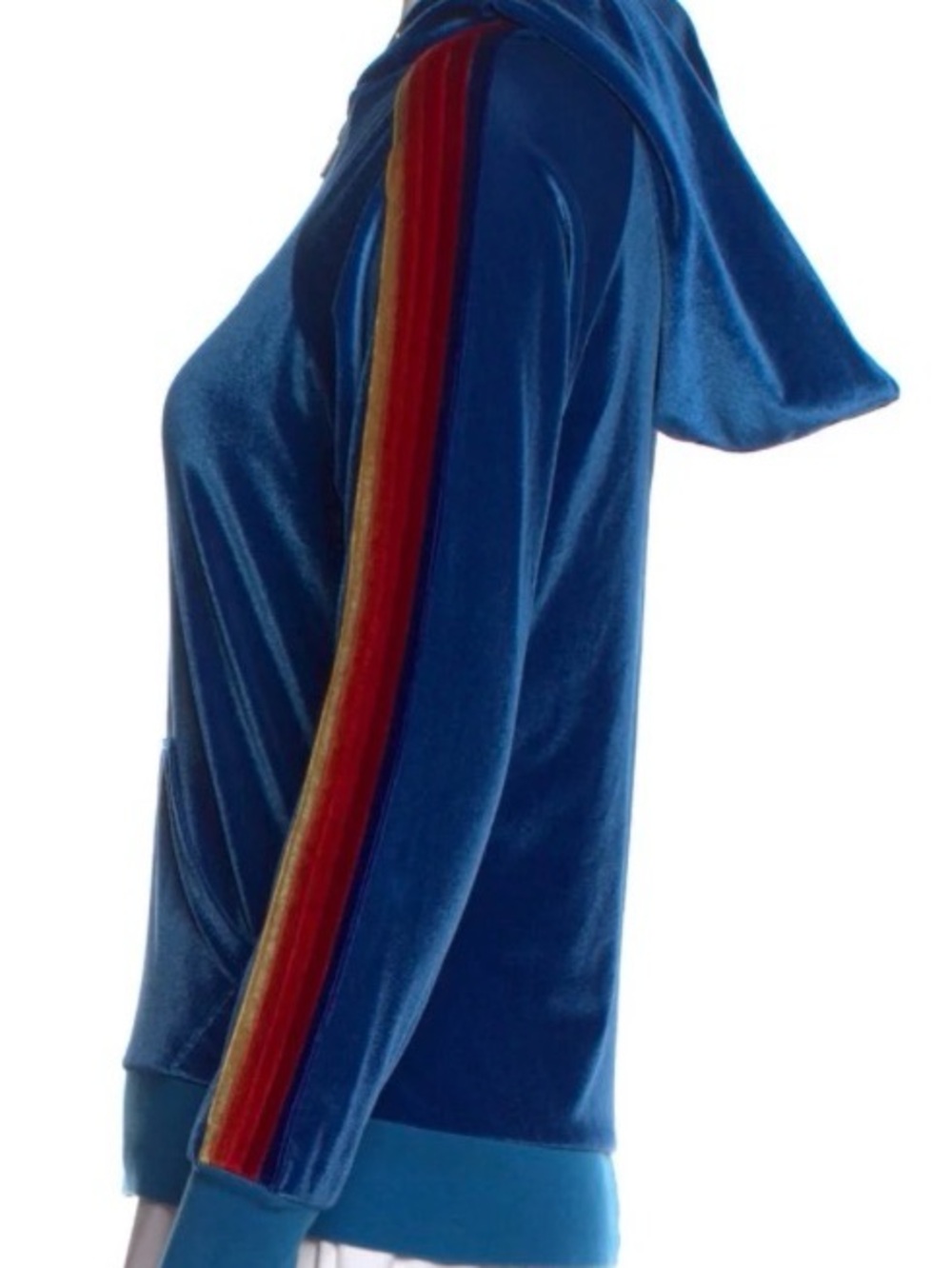 Aviator Nation Classic Velvet Hoodie with Rainbow Sleeve Stripes - Picture 3 of 9